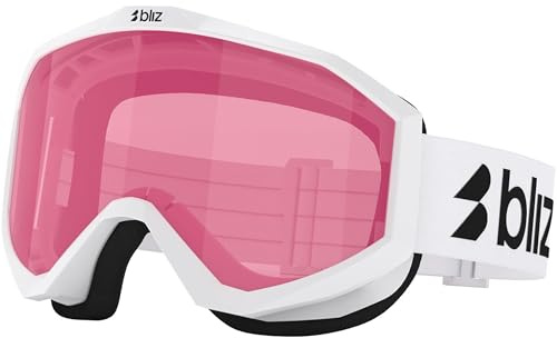 Bliz Unisex Liner Skibrille, Weiß-Black Logo-Pink, OneSize