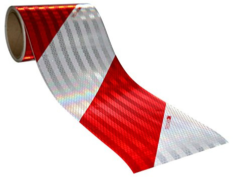 3M 3 M 82333 K9 Rayas Alternativas Alta Intensidad Prismática, Izquierda/Derecha, 140 mm x 9 m, Rojo/Blanco (Pack de 2)