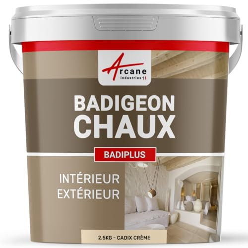 ARCANE INDUSTRIES Badigeon à la Chaux, décoration, intérieure et extérieur, Maison : Badiplus - 2.5 kg (jusqu'à 12.5 m²) Cadix Crème