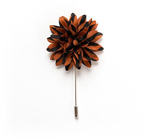Broche pour homme - Épinglette de mariage - Fleur de mariage - Accessoire homme - Style londonien - Classique - Mode - Veste - Vêtement formel - Marron-Noir
