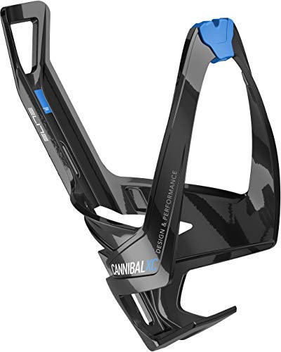 ELITE Cannibal XC Bottle Cage - Black/Blue/Bicycle Cycling Cycle Biking Bike Water Bidon Flask Holder Road Racing Race Riding Ride Lightweight Adjustable Plastic Accessories Part
