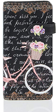 SHAGWEAR ® Portemonnaie Geldbeutel Damen Geldbörse Mädchen | Bifold Mehrfarbig Portmonee Designs: (Paris Fahrrad/Paris Bike Black)