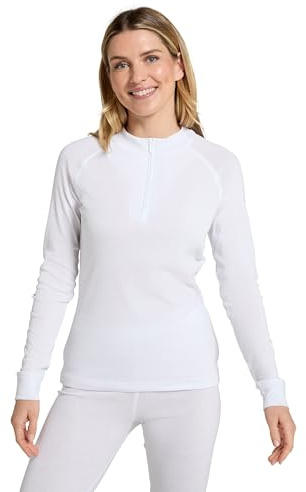 Mountain Warehouse Talus Womens Thermal Baselayer Top - Long Sleeves T-Shirt, Lightweight, Breathable Tee, Quick Dry Tee Shirt – Spring Summer & Outdoors White (Zip Neck) Women's Size 6