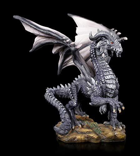 Figuren Shop GmbH Drachen Fantasy-Figur - Dark Dragon | Fantastische Kreatur, Gothic Dekofigur, Deko-Artikel, Skulptur, Statue, H 19,5 cm