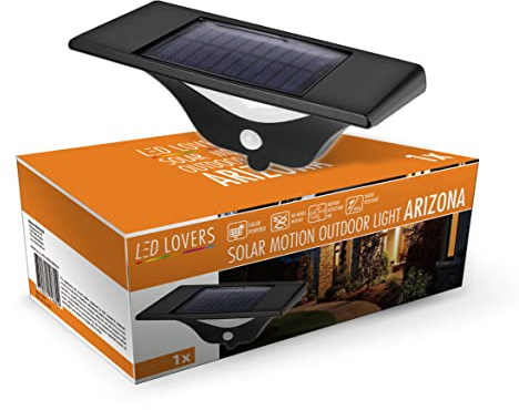 LED LOVERS Lampe Solaire à détection de mouvements, Lumière Solaire extérieure avec détecteur de mouvements, Applique Murale sans Fil avec Panneau Solaire
