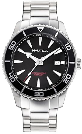 Nautica Herren-Armbanduhr Silber Gehäuse Batterie Analog NAPPBF909
