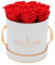 PARIS EN ROSE Rosenbox | mit 9 roten Infinity Rosen Größe XL | konservierte ewige Rose | runde Weiß-Roségold Box | 3 Jahre haltbar | Grußkarte