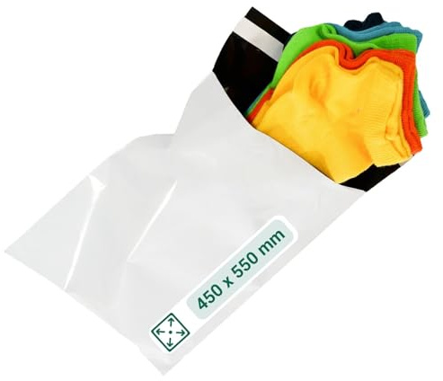 dm-folien gmbh 500 Stk. Premium Coex Versandtaschen 450 x 550 mm I Reißfeste Versandbeutel für Kleidung & Textilien I Versandtüten selbstklebend & blickdicht I Plastiktüten Stärke 65 my