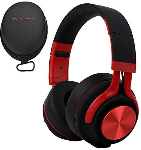 PowerLocus P3 Bluetooth Headphones Over-Ear, [40h Playtime, Bluetooth V5.0] Wireless Headset Hi-Fi Stereo Headphone, Foldable with Mic, Deep Bass, Wired Mode for Cell Phones/Laptop/PC/TV (Matt Red)