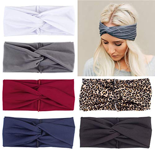 Boho-Stirnbänder für Damen, elastisch, gedrehter Knoten, Haar-Accessoires für Mädchen und Frauen, 6 Stück