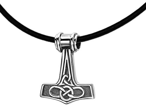 Thor-Hammer-Anhänger 925 Sterling-Silber für Herren mit Lederkette/Lederband Länge wählbar.