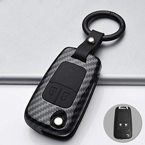 ontto Autoschlüssel Hülle Fernbedienung Cover für Opel Vauxhall Astra Insignia Mokka Zafira Corsa Merova Karl Viva ABS Schlüsselhülle Schlüsselanhänger Schlüssel Schutz Etui 2 Taste-Kohlefaser Schwarz