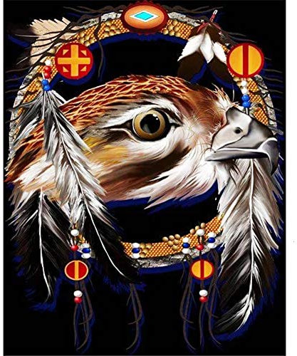 DIY 5D Diamant Malerei Set, Eagle Dreamcatcher 25x30cm 5D Diamant Painting Bilder Kits,Full Drill Diamond Painting Crystal Strass Stickerei Kunsthandwerk für Home Dekoration Wanddekoration(10x12in)