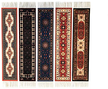 Set mit 5 Teppich-Lesezeichen, bunte Teppich-Lesezeichen zum Lesen, Miniatur-Design, orientalisches Design, Bürozubehör