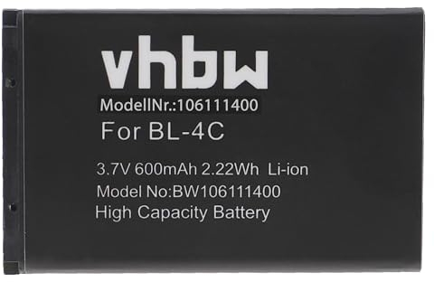 vhbw 1x batteria compatibile con Brondi Amico Ramos, Amico Semplice +, Amico Sicuro +, Fox, President smartphone cellulare (600mAh, 3,7V, Li-Ion)