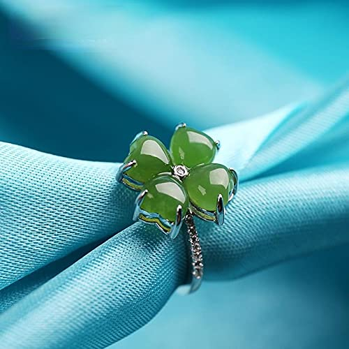 YUANYIRAN Ring Für Frauen Chinesisch Einstellbar - Retro Natürliche Hetian Jade Spinat Grün Offene Bandringe, Eleganter Palast Stil Klassischer Charme Schmuck Geschenk Für Weihnachten