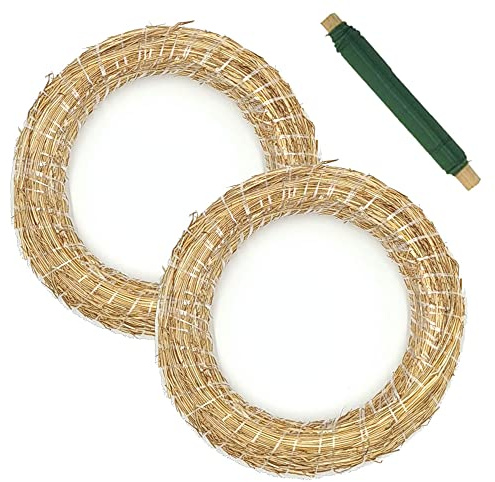 2X Strohkranz 20 cm Adventskranz Rohling + Bindedraht 60 M