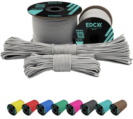 EdcX 2 mm Nylon Paracord 275 (15, 30, 50 and 100 m)– 100% Nylon rope, 3-Strand cord, Nylon cord 2 mm in Many Colours (White, 50 m)