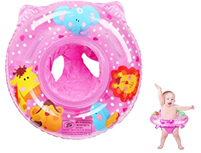 GiantGo Baby Swimming Float Ring Inflatable Baby Pool Float Seat Boat Safety PVC Toddler Infant Training for Age 6-36 Months, 2 Handles on the Float for Direction Control by Parents, Pink