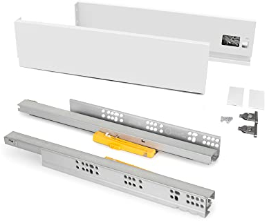 Emuca - Cajón exterior Vertex 40 kg de altura 93 mm con Push Sincro, 500, Pintado blanco, Acero, 1 kit