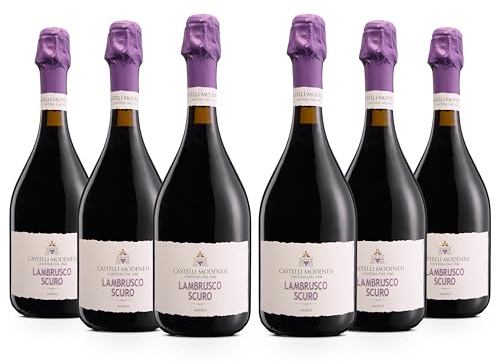 Cantina Castelli Modenesi Lambrusco Scuro Amabile Emilia IGT, Vino Rosso dal Gusto Pieno ed Equilibrato, Profumo Variegato e Rifinito di Prugna e Frutta Secca, 8% Vol., 6 Bottiglie da 750 ml
