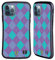 Head Case Designs Zyan Und Violett Argyle Muster Hybride Handyhülle Hülle Huelle kompatibel mit Apple iPhone 12 / iPhone 12 Pro