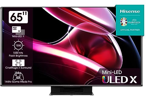 Hisense 65UXKQ 164 cm (65 Zoll), 4K Mini LED ULED TV, HDR10+, Dolby Vision IQ, 144 Hz (VRR), Airplay, Alexa Built-in, Dolby Atmos, Anthrazit (2023)