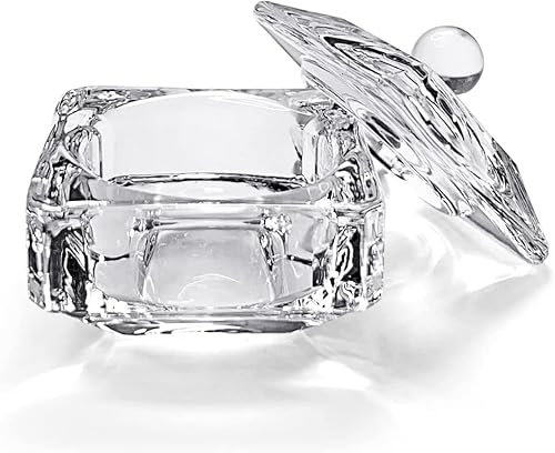 DEEPMARK Professional Glass Crystal Acrylic Liquid Holder Dish, Dappen Dish Glass Cup with Lid Bowl for Acrylic Powder Monomer Nail Tool, For Mixing Eyebrow Tint, Manicure Tool (PACK OF 2)