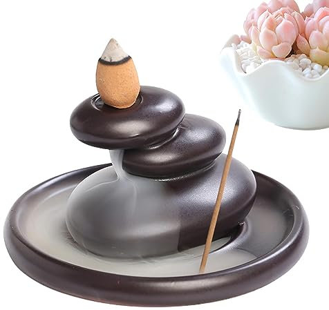 Bruciatore di incenso a Cascata in Ceramica - Porta incenso in Pietra Sansheng in Ceramica | Elegante Supporto in Porcellana, Decorazione Domestica per aromaterapia per la casa e Lo Yoga