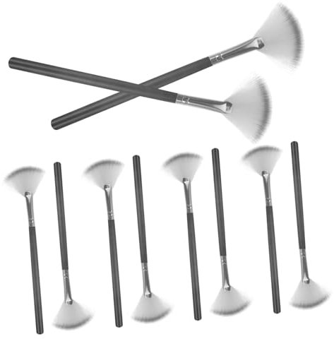 DOITOOL 10pezzi Pennelli Per Trucco Ventaglio Applicatori Per Illuminante Fard e Polvere Libera Per Make-up Dettagliato e Ritocchi Movimento