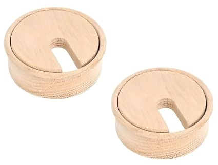 Gedotec Cable aperture untreated oak | Plain | 2 round cable apertures | cable socket drill-Ø 80 mm | cable duct for gluing into worktop | desk duct - cable aperture