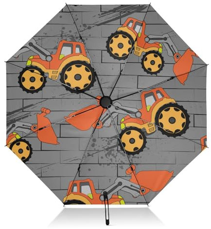 FRODOTGV Traktor Bucket Kompakter Regenschirm, zusammenklappbar, umgekehrt, kompakter Regenschirm für Sonne, Regen, 8 Rippen, groß, winddicht, UV-Regenschirm, automatisch, für Damen