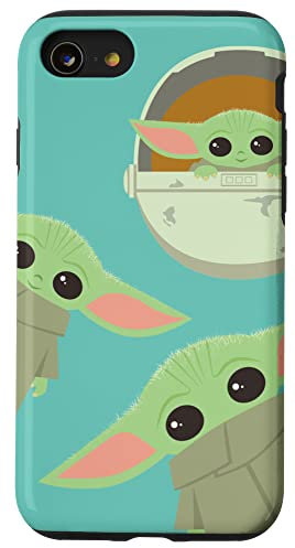 Star Wars The Mandalorian Grogu Triple Threat Teal Blue Case for iPhone SE (2020) / 7/8