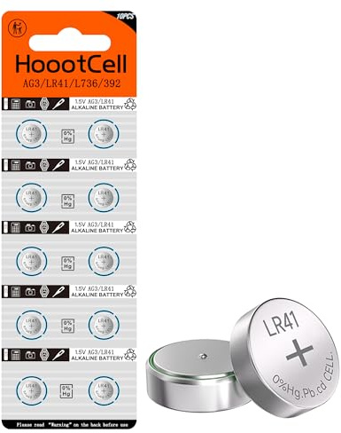 HoootCell Pilas de botón AG3 LR41, 10 unidades, 392, 384, 192, SR41SW, CX41, L736, pilas alcalinas L736f