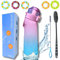 SPORTH2O Air Water Bottle 650ml - Wasserflasche mit 5 Duftkapseln, 0% Zucker, BPA-frei, Becher mit Flasche & Strohhalmbürsten | geeignet für Outdoor | Sport | Geschenkidee (neuer Farbverlauf Rosa/Blau