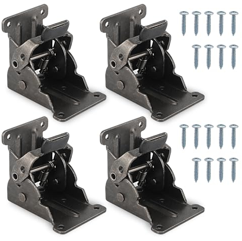 Lauviomify Piezas Bisagras Plegables de 90 Grados con Bloqueo Automático - Herrajes para Patas de Muebles y Mesas Plegables, Incluye 40 Tornillos, Negro