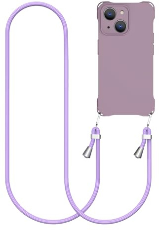 CAROKI Crossbody iPhone 15 Plus Case, Lanyard Protective Liquid Silicone Case with Adjustable Length Detachable Lanyard Rope Shockproof Hands-Free Phone Cover for iPhone 15 Plus 6.7-Purple