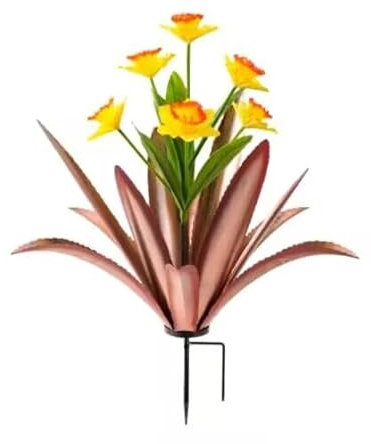 TOMBABY Riesige Metall-Agavenpflanzen, Outdoor-Dekoration, Garten, dekoriert mit Blumen, mexikanischer Hof, Kunstpflanze, Gartengeschenk, Gelb, 1 Packung