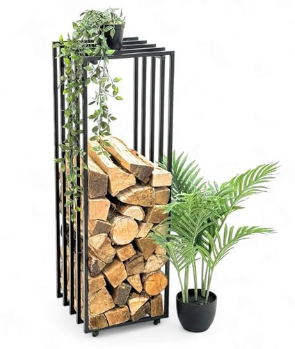 DanDiBo Firewood Rack Indoor Metal Black Firewood Rack Firewood Rack Firewood Stand 96609 Firewood Holder