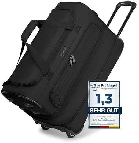 REDOLZ 2-Rollen MEDIUM Trolley-Reisetasche | Volumen mit Dehnfalte erweiterbar von 51 auf 64 Liter | für Männer & Frauen (55 cm, extra Bodenfach)