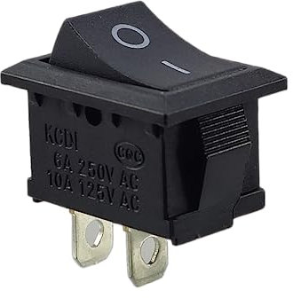 Mini-Wippenschalter 19 x 13 mm, Kippschalter, Geräteschalter, Wippschalter 250V 6A 125V 10A AC, KCD1 (6V 9V 12V 24V 125V AC/DC) schwarz rechteckig, 2 Polig EIN/AUS