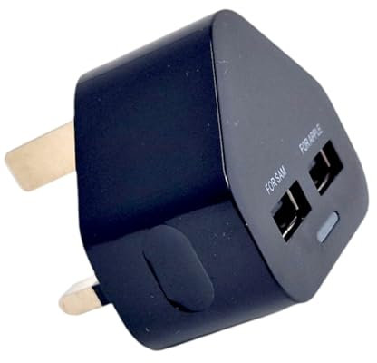Dual USB Plug Fast Charger - 2A Double Charging Plug Adapter - Dual Mains Charger Fast Charging Plugs With USB Port UK - Compatible With Samsung iPhone 15 14 13 12 11 - By Electoys