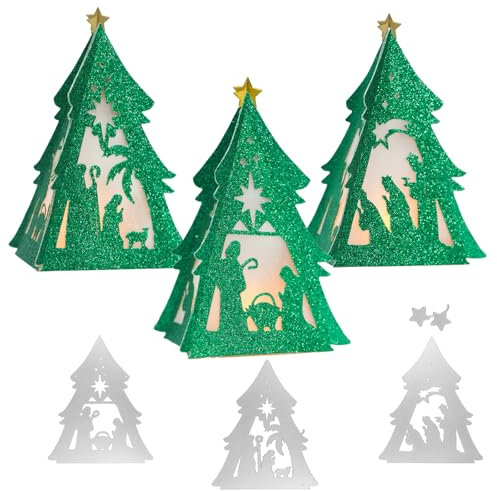 1 Stück Haus Laterne Stanzschablone Weihnachten Stanzen Lampenschirm Stanzformen Stanzer Handwerk Stanzmaschine Prägeschablonen Schablonen für Neujahr Deko Herstellung DIY Geschenk (Krippe von Jesus)