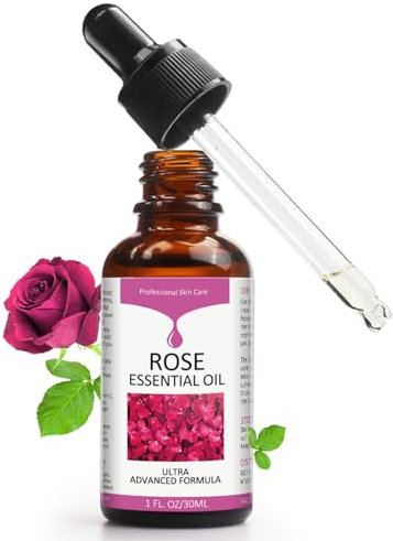 Rose Essential Oil, Vitamin C Skin Care, Rose Oil Smooth Anti Aging Wrinkles, Moisturize Face, Hydrates Skin and Body, DIY Oil with Dropper for Diffuser, Aromatherapy & Relaxation - 1 fl oz / 30 ml
