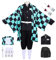 Angenster Tanjiro Cosplay Kostüm Set, Tanjiro Kostüm Anime Cosplay Slayer Kostüm Slayer Uniform Kimono Jacke Ohrringe, Tanjirou Cosplay Anime Kostüm für Halloween Karneval Herren Damen (Cosplay1, M)