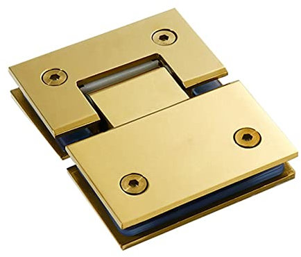Door Hinges, Bathroom Clamp Clip,Glass Door Hinge,Pivot Hinges,Brushed Gold Color Shower Room Glass Door Clip/clamp,(180 Degree)