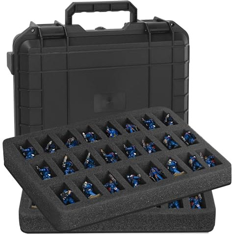 IPEB Miniature Sturdy Hard Case Figurine Minature Carrying Box,48 Slot Miniature Figure Hard Shell Case,Compatible with Most Miniatures,Black