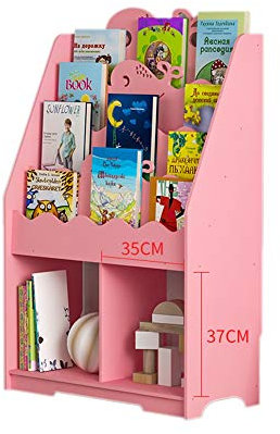 Bibliothèque en bois simple face pour enfants avec étagère de rangement Rose 71 x 35 x 104,6 cm