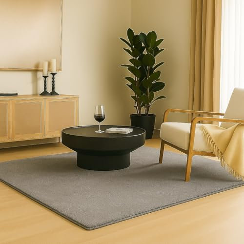 VOUNOT® Teppich Wohnzimmer 140x200 cm, mit rutschfeste Rückseite & Antirutschmatte, Kuscheliger Kurzflor Flauschig Teppiche Gegend für Schlafzimmer Kinderzimmer Esszimmer, Grau