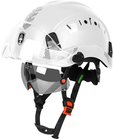 Green Devil Schutzhelm mit Visier und Schutzbrille, ANSI Z89.1 Cascos De Construccion, belüfteter ABS-Arbeitshut für Damen und Herren